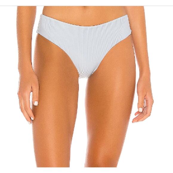 Tularosa Dusty Blue Cheeky Bikini Bottom LARGE High V-Cut Kyndle Revolve $88 NEW - Picture 1 of 7